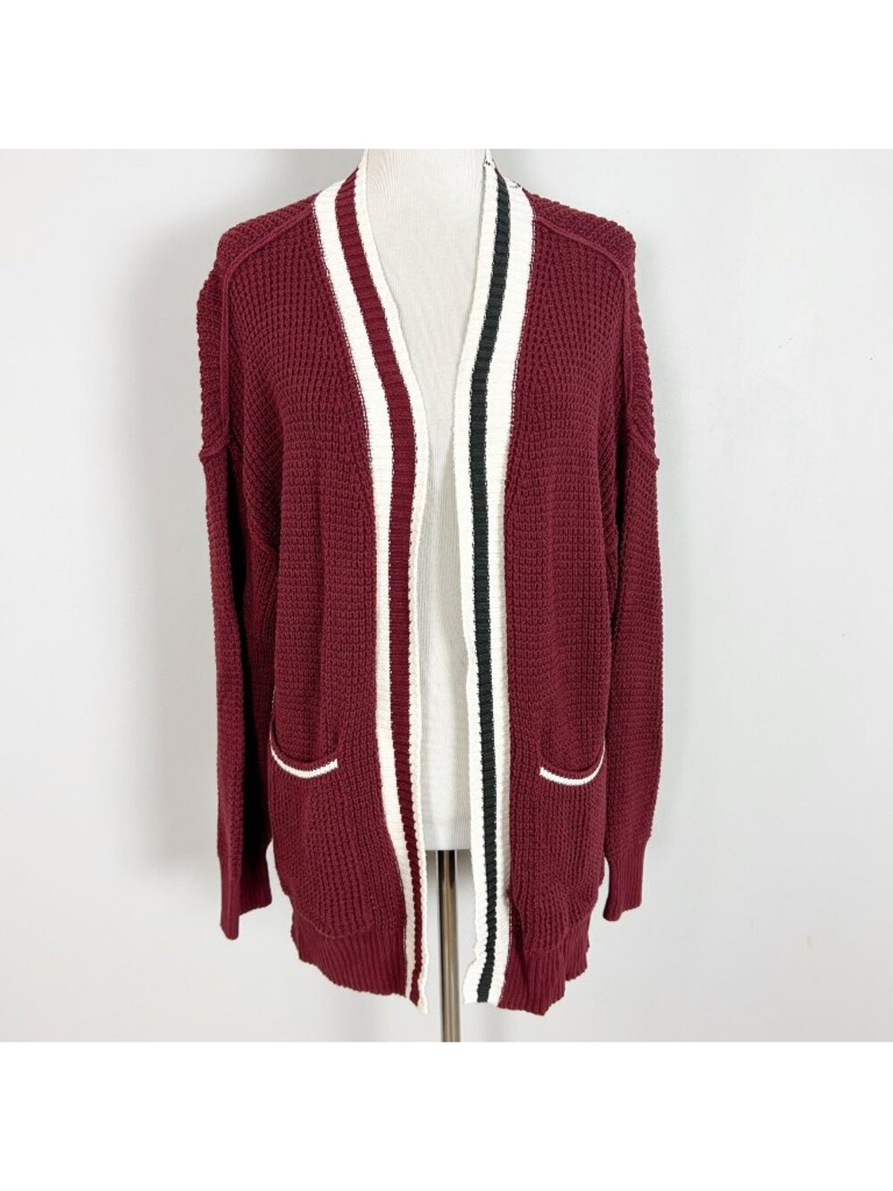 Women's Chunky Cardigan Sweater Academia Collegiate Retro‎ Style Size Large